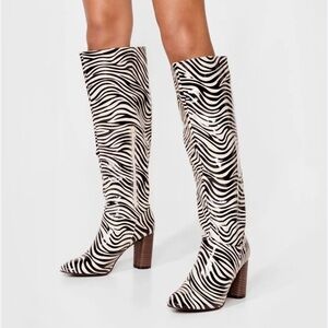 Zebra Print Knee High Boots